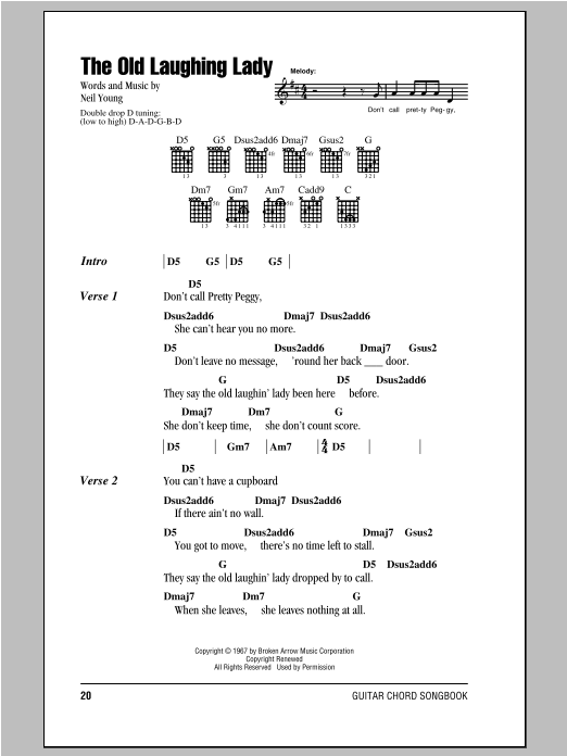 Neil Young The Old Laughing Lady Sheet Music Notes & Chords for Guitar Tab - Download or Print PDF
