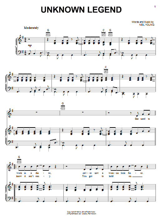 Neil Young Unknown Legend Sheet Music Notes & Chords for Guitar Tab - Download or Print PDF