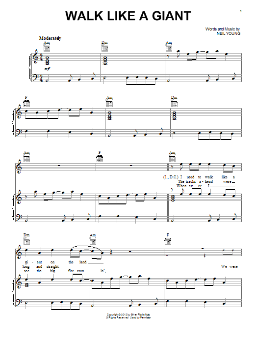 Neil Young Walk Like A Giant Sheet Music Notes & Chords for Piano, Vocal & Guitar (Right-Hand Melody) - Download or Print PDF