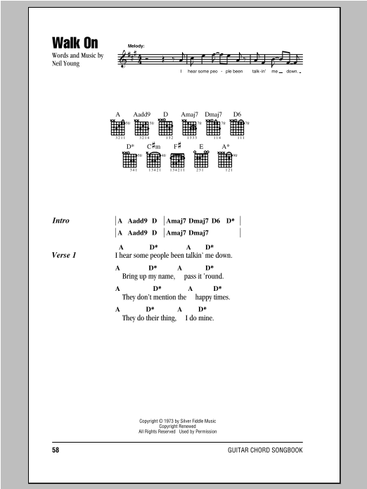 Neil Young Walk On Sheet Music Notes & Chords for Lyrics & Chords - Download or Print PDF