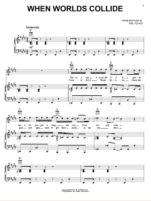 Neil Young When Worlds Collide Sheet Music Notes & Chords for Piano, Vocal & Guitar (Right-Hand Melody) - Download or Print PDF