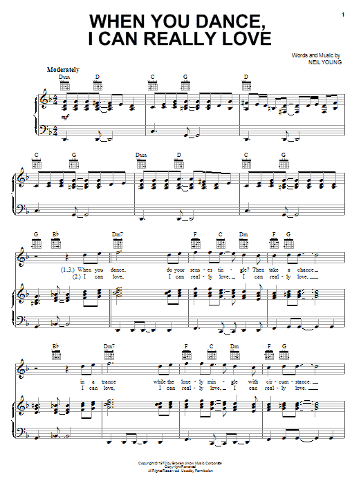Neil Young When You Dance, I Can Really Love Sheet Music Notes & Chords for Guitar Tab - Download or Print PDF