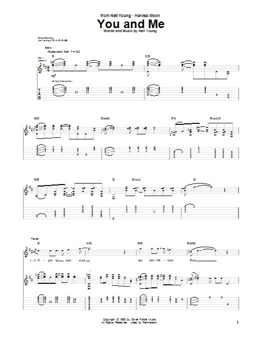 Neil Young You And Me Sheet Music Notes & Chords for Guitar Tab - Download or Print PDF