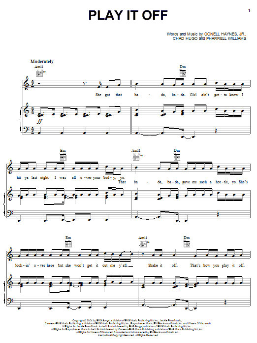 Nelly Play It Off Sheet Music Notes & Chords for Piano, Vocal & Guitar (Right-Hand Melody) - Download or Print PDF