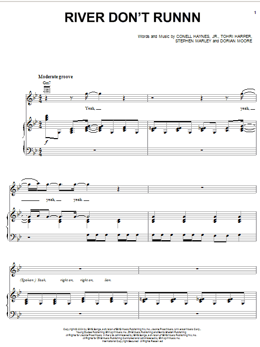 Nelly River Don't Runnn Sheet Music Notes & Chords for Piano, Vocal & Guitar (Right-Hand Melody) - Download or Print PDF