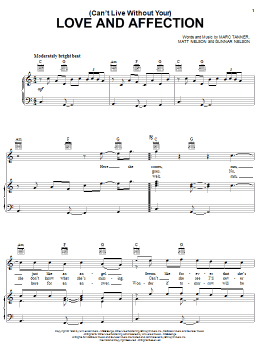 Nelson (Can't Live Without Your) Love And Affection Sheet Music Notes & Chords for Guitar Tab - Download or Print PDF