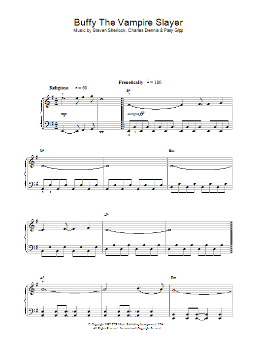 Nerf Herder Theme from Buffy The Vampire Slayer Sheet Music Notes & Chords for Easy Piano - Download or Print PDF
