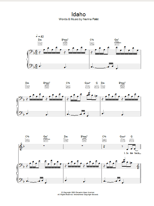 Nerina Pallot Idaho Sheet Music Notes & Chords for Piano, Vocal & Guitar - Download or Print PDF