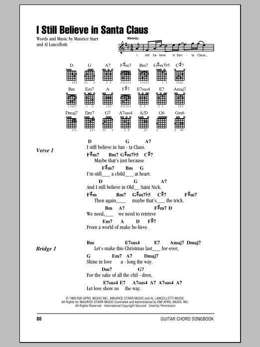 Maurice Starr I Still Believe In Santa Claus Sheet Music Notes & Chords for Lyrics & Chords - Download or Print PDF