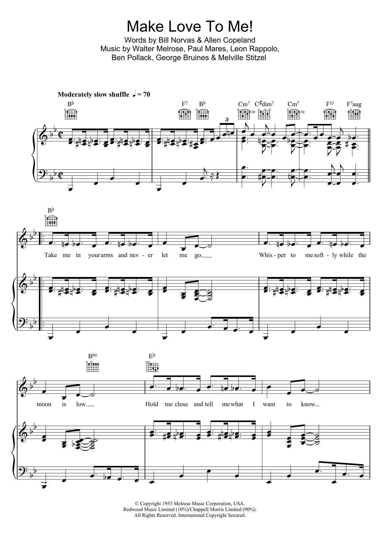 New Orleans Rhythm Kings Make Love To Me Sheet Music Notes & Chords for Piano, Vocal & Guitar (Right-Hand Melody) - Download or Print PDF