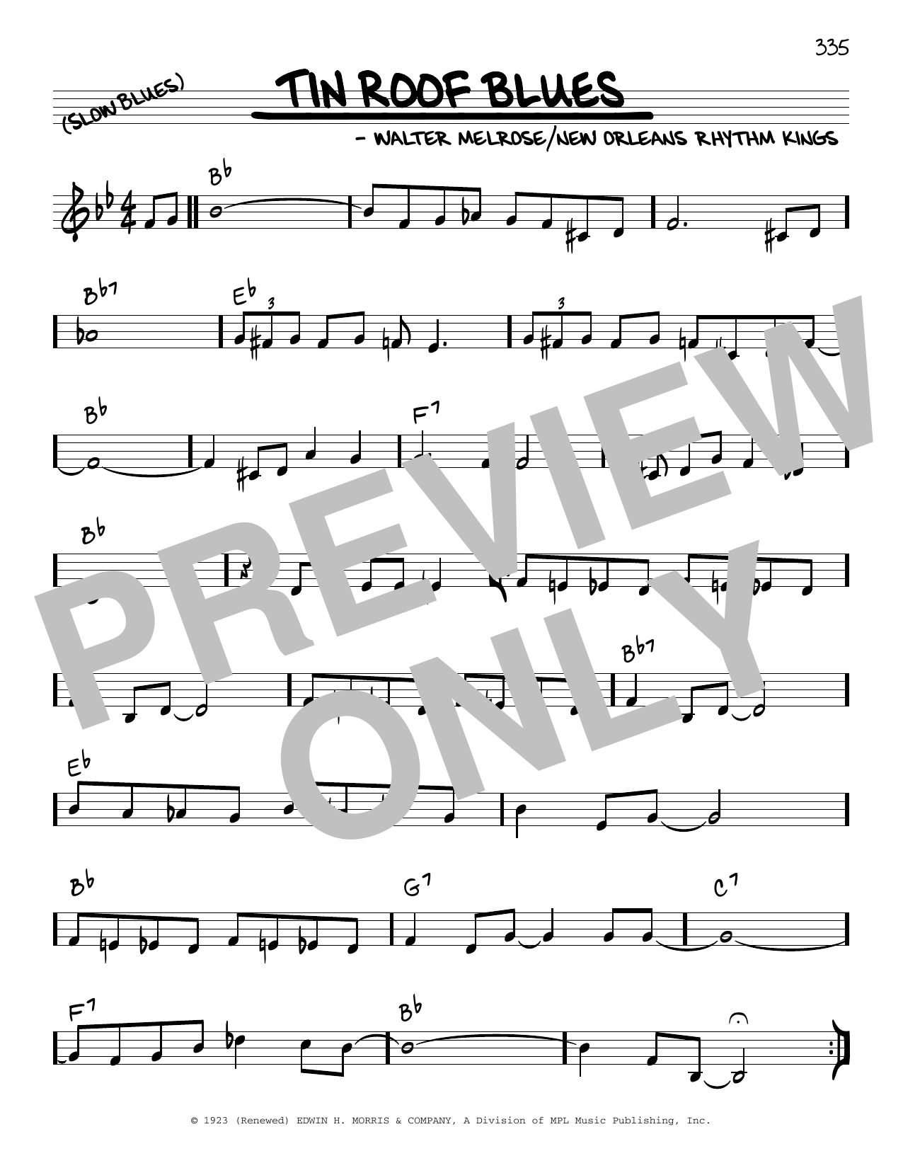 New Orleans Rhythm Kings Tin Roof Blues (arr. Robert Rawlins) Sheet Music Notes & Chords for Real Book – Melody, Lyrics & Chords - Download or Print PDF