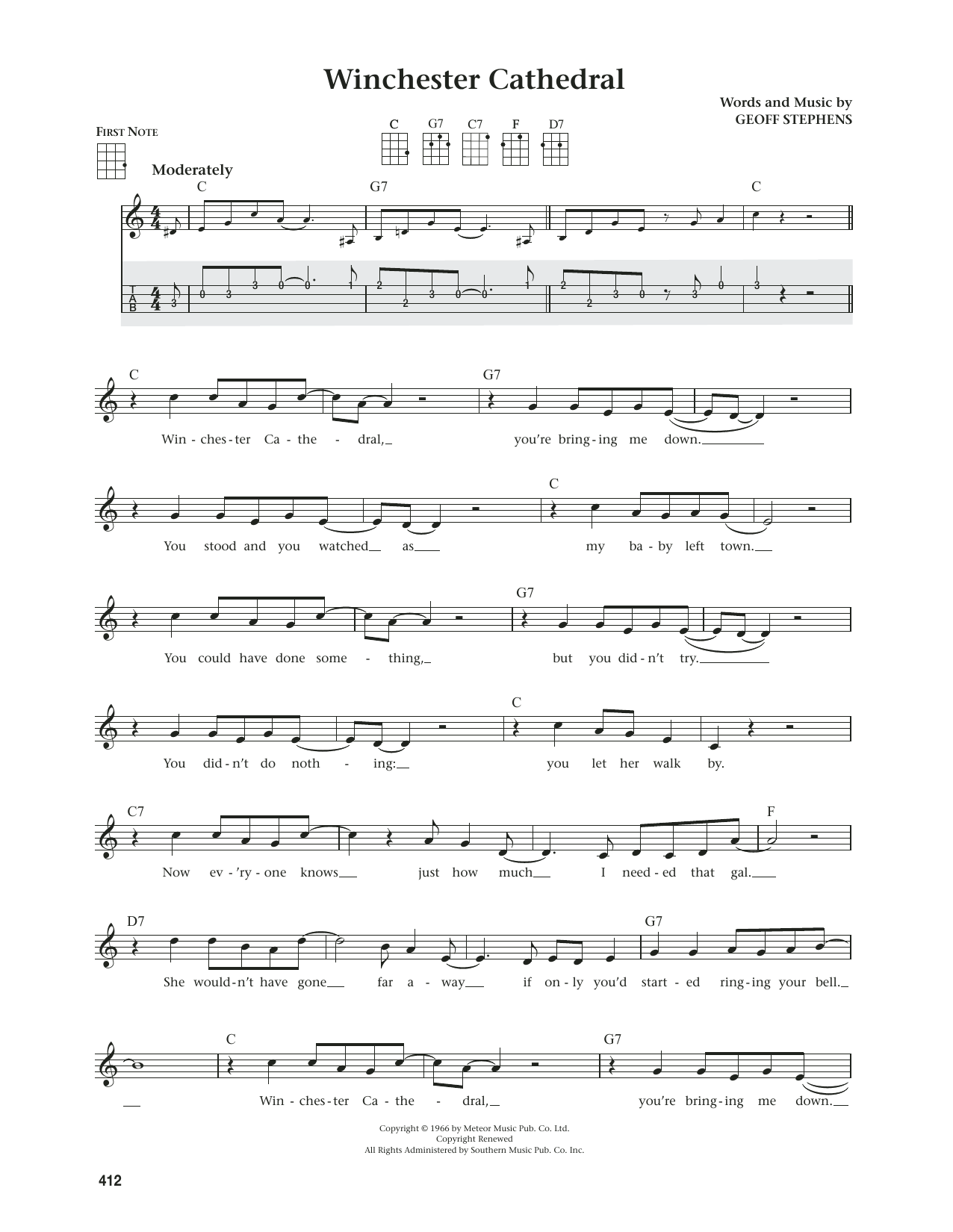 New Vaudeville Band Winchester Cathedral (from The Daily Ukulele) (arr. Jim Beloff) Sheet Music Notes & Chords for Ukulele - Download or Print PDF