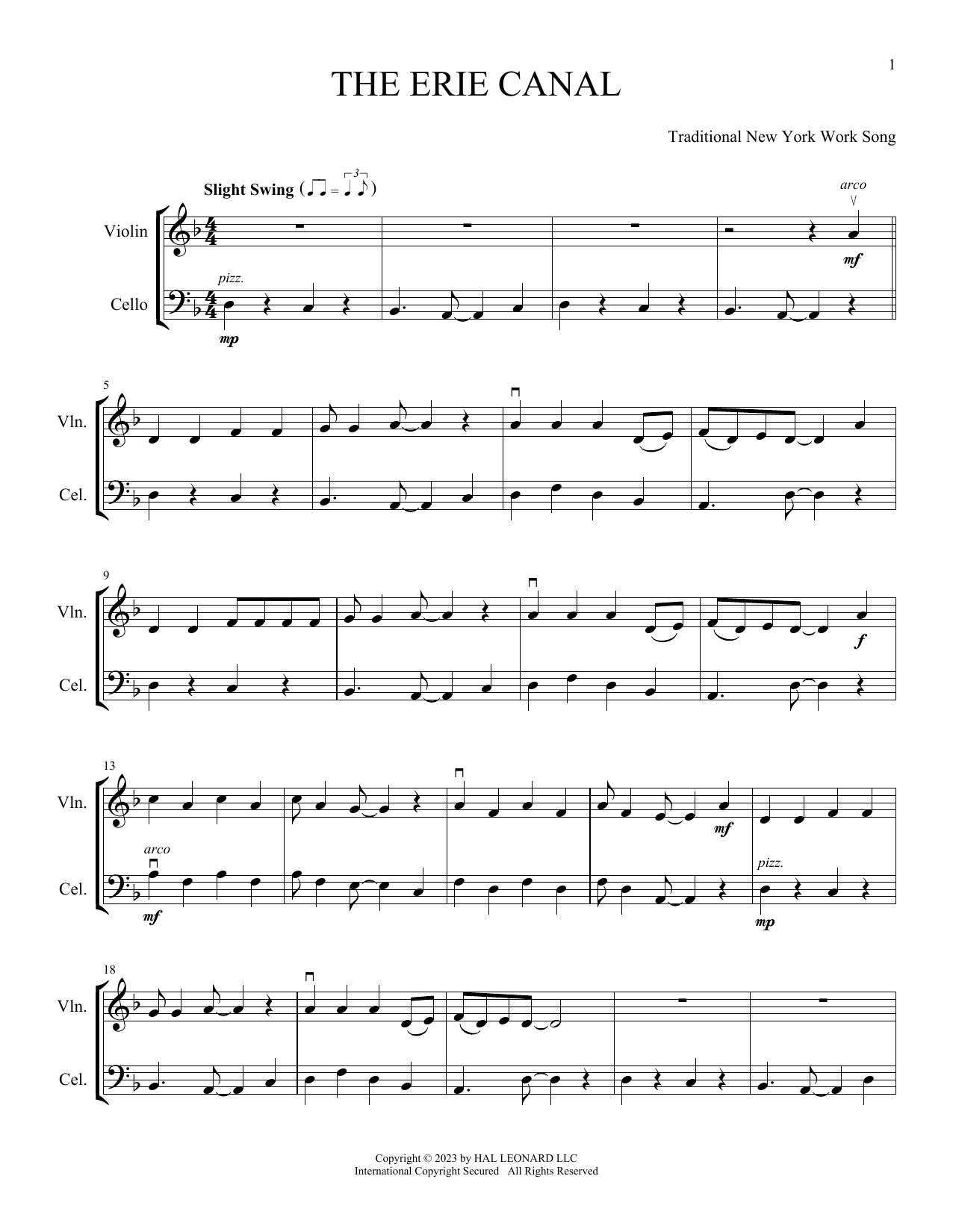 New York Work Song The Erie Canal (arr. Michelle Hynson) Sheet Music Notes & Chords for Instrumental Duet - Download or Print PDF