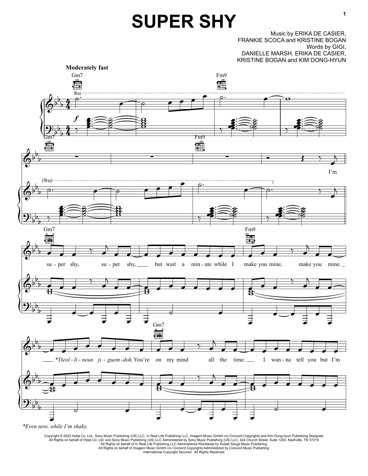 Newjeans Super Shy Sheet Music Notes & Chords for Piano, Vocal & Guitar Chords (Right-Hand Melody) - Download or Print PDF