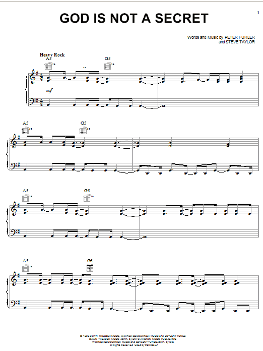 Newsboys God Is Not A Secret Sheet Music Notes & Chords for Piano, Vocal & Guitar (Right-Hand Melody) - Download or Print PDF Newsboys God Is Not A Secret Sheet Music Notes & Chords for Piano, Vocal & Guitar (Right-Hand Melody) - Download or Print PDF