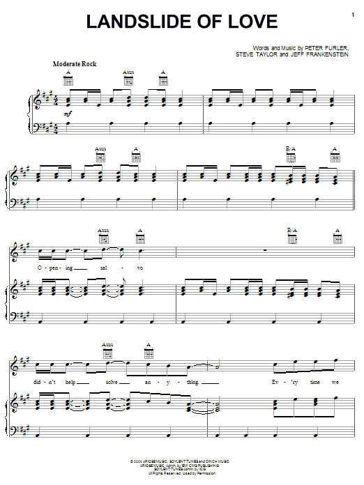 Newsboys Landslide Of Love Sheet Music Notes & Chords for Piano, Vocal & Guitar (Right-Hand Melody) - Download or Print PDF Newsboys Landslide Of Love Sheet Music Notes & Chords for Piano, Vocal & Guitar (Right-Hand Melody) - Download or Print PDF