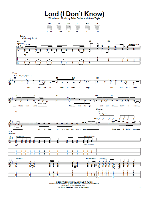 Newsboys Lord (I Don't Know) Sheet Music Notes & Chords for Guitar Tab - Download or Print PDF Newsboys Lord (I Don't Know) Sheet Music Notes & Chords for Guitar Tab - Download or Print PDF
