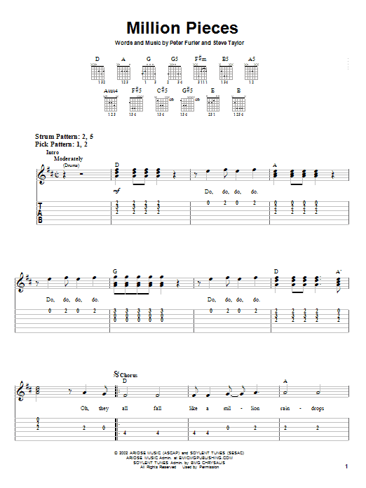 Newsboys Million Pieces Sheet Music Notes & Chords for Easy Guitar Tab - Download or Print PDF