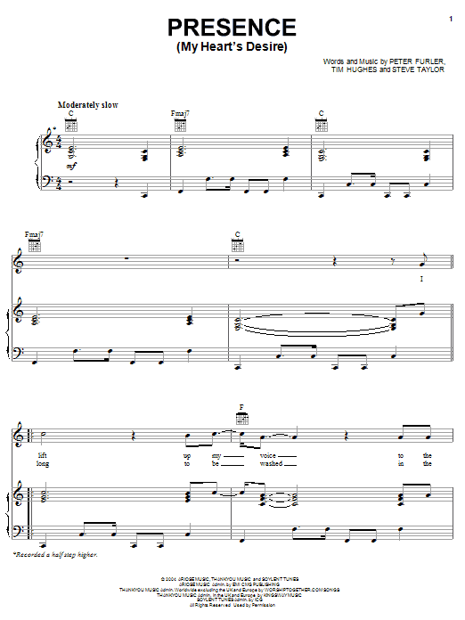 Newsboys Presence (My Heart's Desire) Sheet Music Notes & Chords for Piano, Vocal & Guitar (Right-Hand Melody) - Download or Print PDF Newsboys Presence (My Heart's Desire) Sheet Music Notes & Chords for Piano, Vocal & Guitar (Right-Hand Melody) - Download or Print PDF