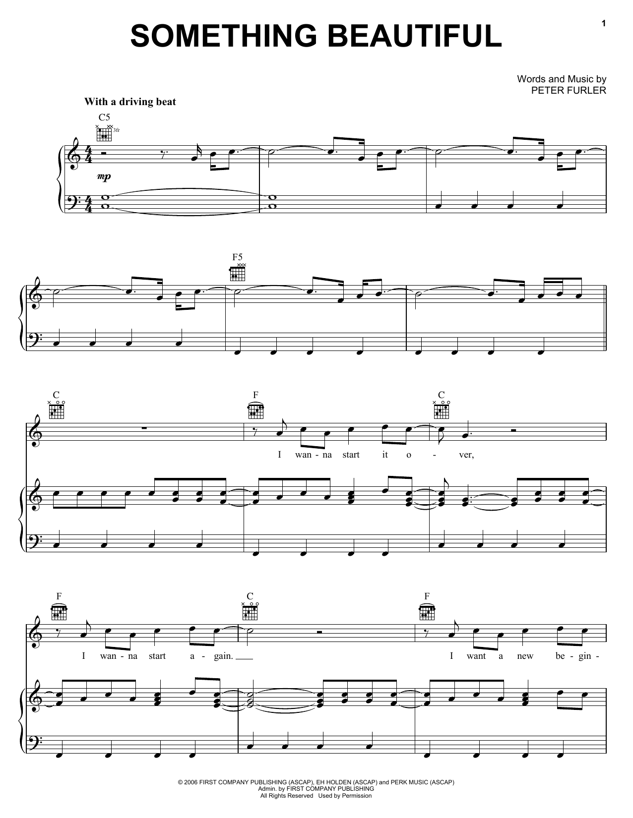 Newsboys Something Beautiful Sheet Music Notes & Chords for Piano, Vocal & Guitar (Right-Hand Melody) - Download or Print PDF