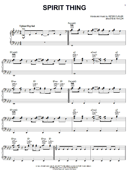 Newsboys Spirit Thing Sheet Music Notes & Chords for Piano, Vocal & Guitar (Right-Hand Melody) - Download or Print PDF Newsboys Spirit Thing Sheet Music Notes & Chords for Piano, Vocal & Guitar (Right-Hand Melody) - Download or Print PDF