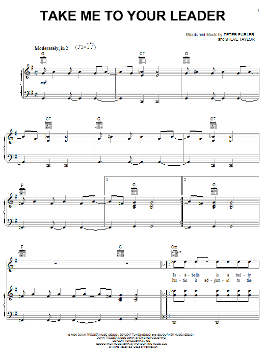 Newsboys Take Me To Your Leader Sheet Music Notes & Chords for Piano, Vocal & Guitar (Right-Hand Melody) - Download or Print PDF Newsboys Take Me To Your Leader Sheet Music Notes & Chords for Piano, Vocal & Guitar (Right-Hand Melody) - Download or Print PDF