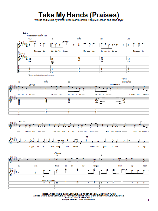 Newsboys Take My Hands (Praises) Sheet Music Notes & Chords for Guitar Tab - Download or Print PDF Newsboys Take My Hands (Praises) Sheet Music Notes & Chords for Guitar Tab - Download or Print PDF