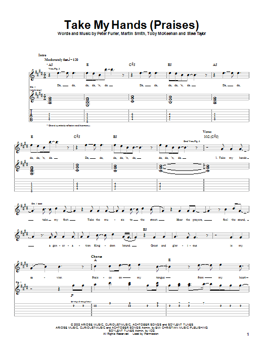 Newsboys Take My Hands (Praises) Sheet Music Notes & Chords for Guitar Tab - Download or Print PDF