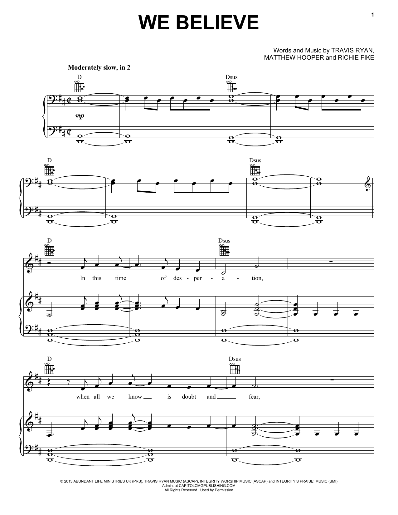 Newsboys We Believe Sheet Music Notes & Chords for Lead Sheet / Fake Book - Download or Print PDF