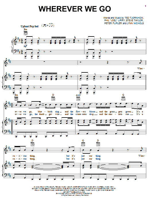 Newsboys Wherever We Go Sheet Music Notes & Chords for Piano, Vocal & Guitar (Right-Hand Melody) - Download or Print PDF
