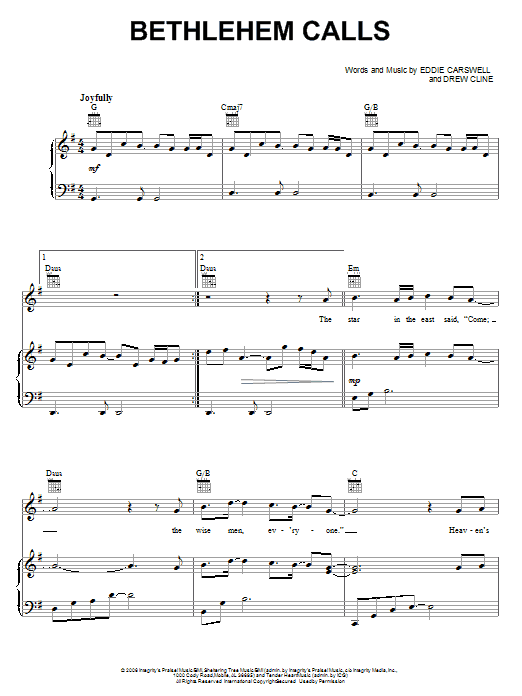 Newsong Bethlehem Calls Sheet Music Notes & Chords for Piano, Vocal & Guitar (Right-Hand Melody) - Download or Print PDF
