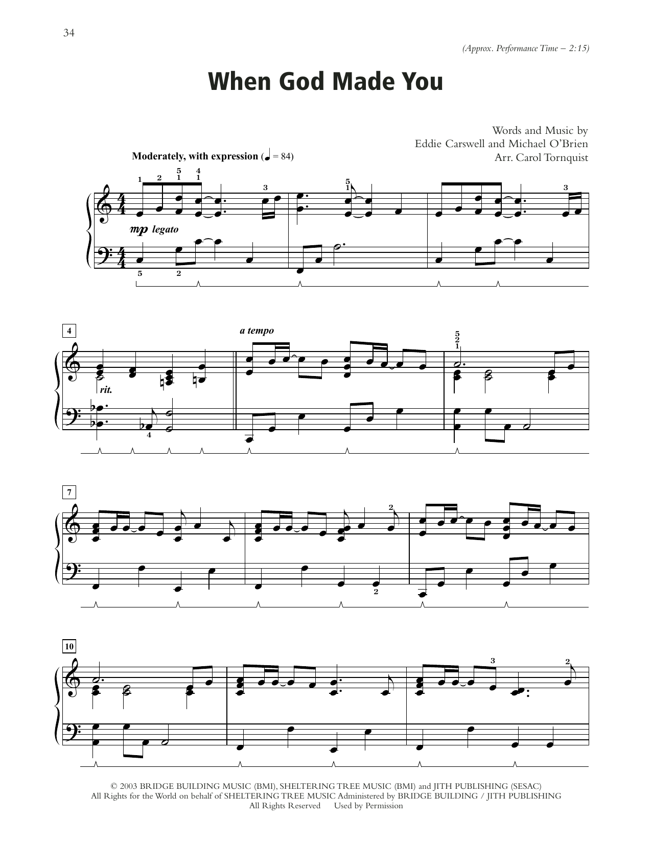 Newsong When God Made You (arr. Carol Tornquist) Sheet Music Notes & Chords for Piano Solo - Download or Print PDF