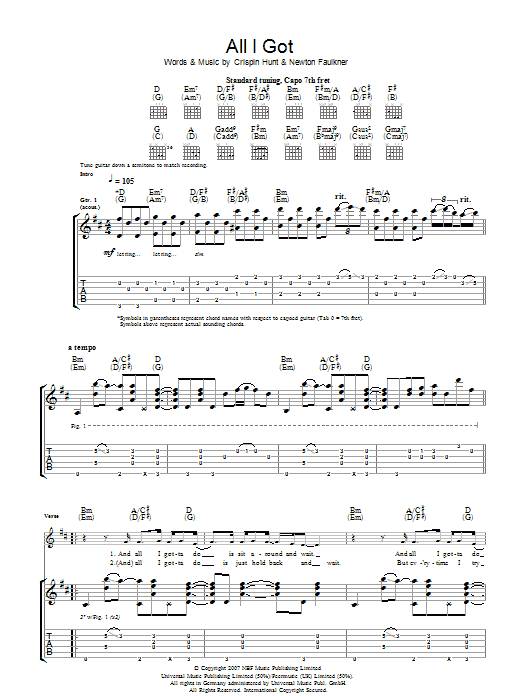 Newton Faulkner All I Got Sheet Music Notes & Chords for Guitar Tab - Download or Print PDF