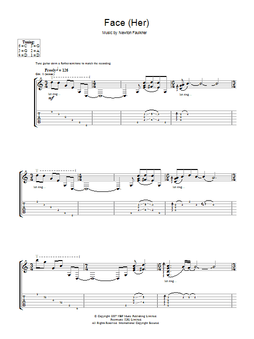 Newton Faulkner Face (Her) Sheet Music Notes & Chords for Guitar Tab - Download or Print PDF