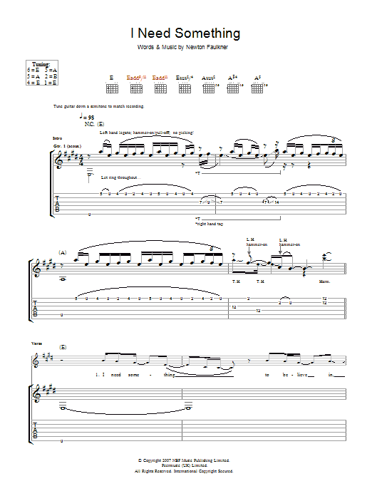 Newton Faulkner I Need Something Sheet Music Notes & Chords for Guitar Tab - Download or Print PDF