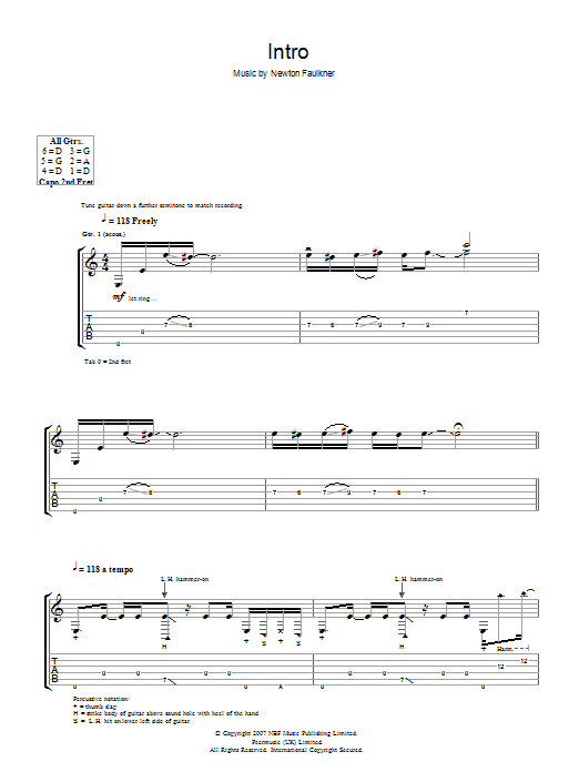 Newton Faulkner Intro Sheet Music Notes & Chords for Guitar Tab - Download or Print PDF