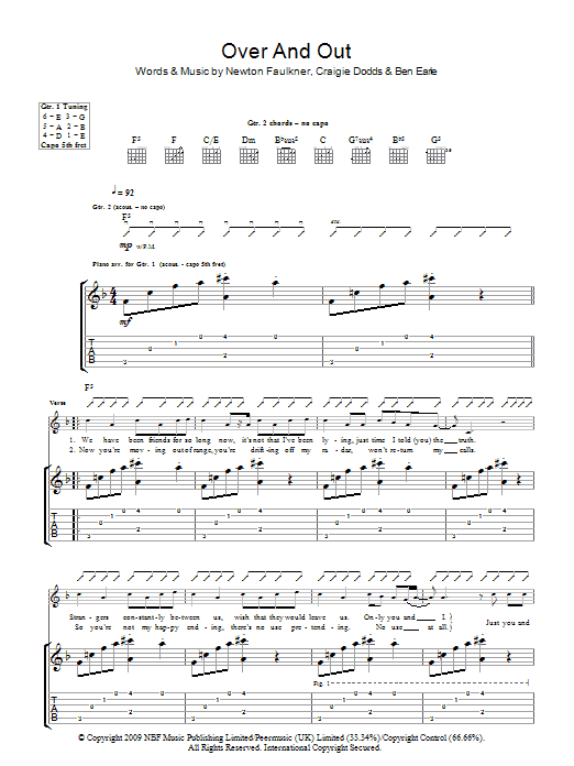 Newton Faulkner Over And Out Sheet Music Notes & Chords for Guitar Tab - Download or Print PDF