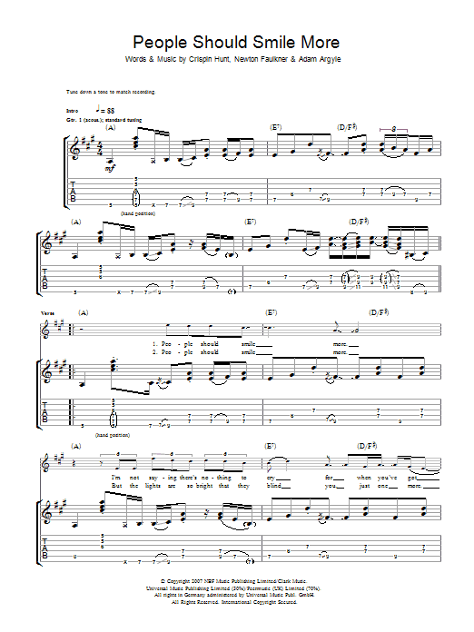 Newton Faulkner People Should Smile More Sheet Music Notes & Chords for Guitar Tab - Download or Print PDF