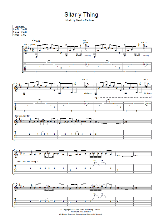 Newton Faulkner Sitar-y Thing Sheet Music Notes & Chords for Guitar Tab - Download or Print PDF