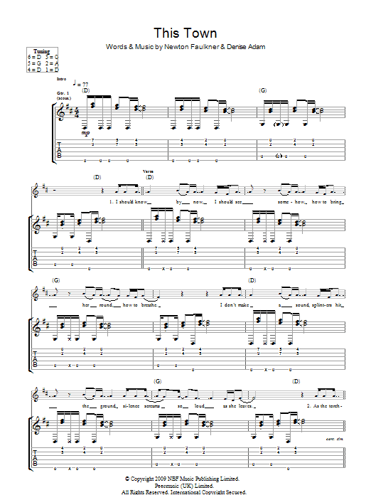 Newton Faulkner This Town Sheet Music Notes & Chords for Guitar Tab - Download or Print PDF