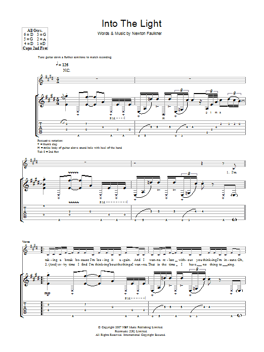 Newton Faulkner To The Light Sheet Music Notes & Chords for Guitar Tab - Download or Print PDF