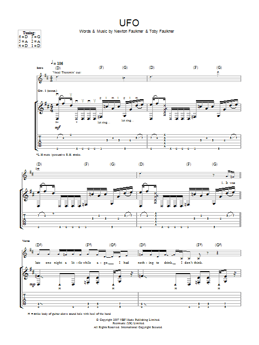 Newton Faulkner U.F.O. Sheet Music Notes & Chords for Guitar Tab - Download or Print PDF