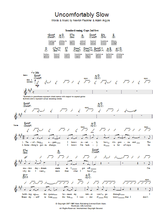 Newton Faulkner Uncomfortably Slow Sheet Music Notes & Chords for Guitar Tab - Download or Print PDF