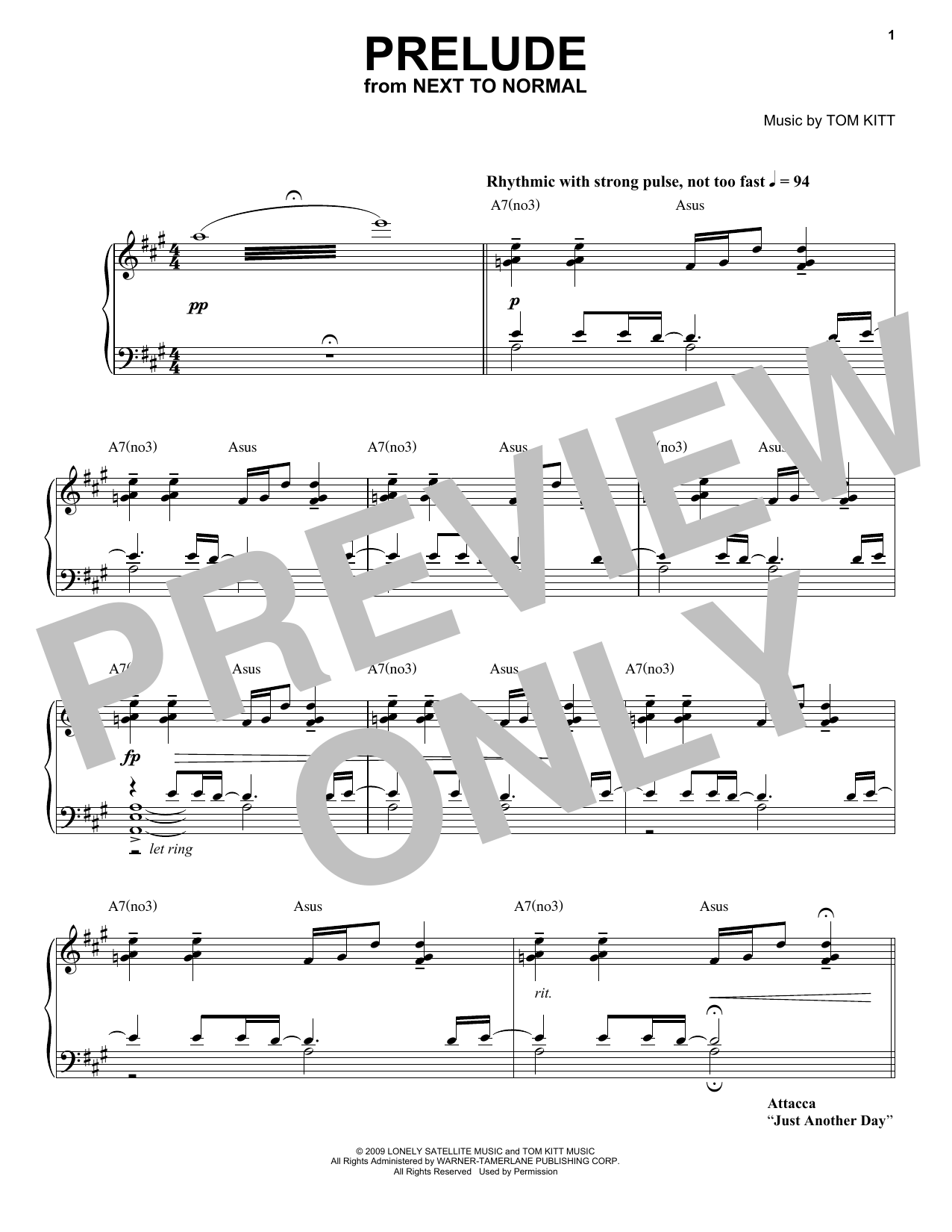 Next to Normal Band Prelude (from Next to Normal) Sheet Music Notes & Chords for Piano & Vocal - Download or Print PDF