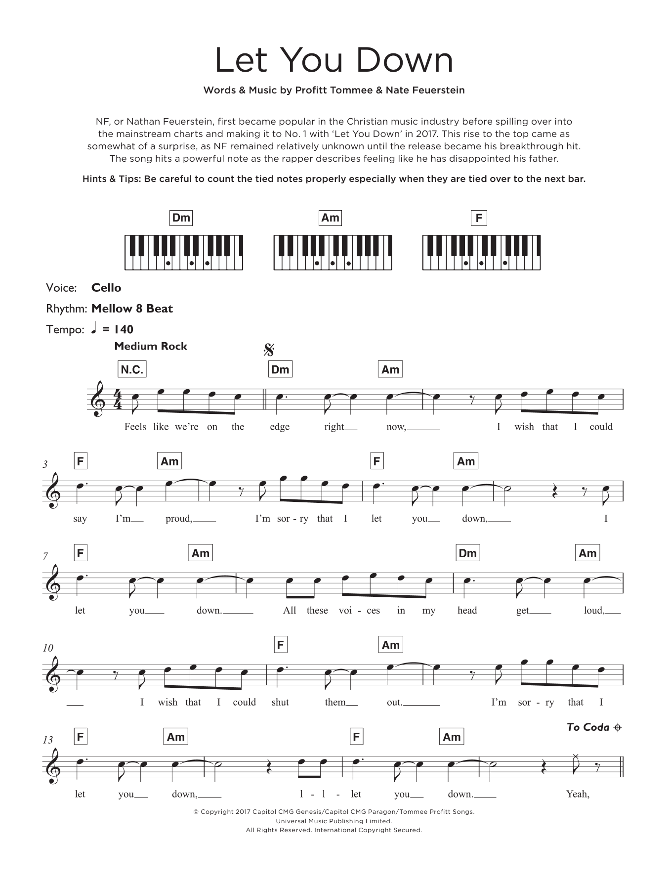NF Let You Down Sheet Music Notes & Chords for Beginner Ukulele - Download or Print PDF