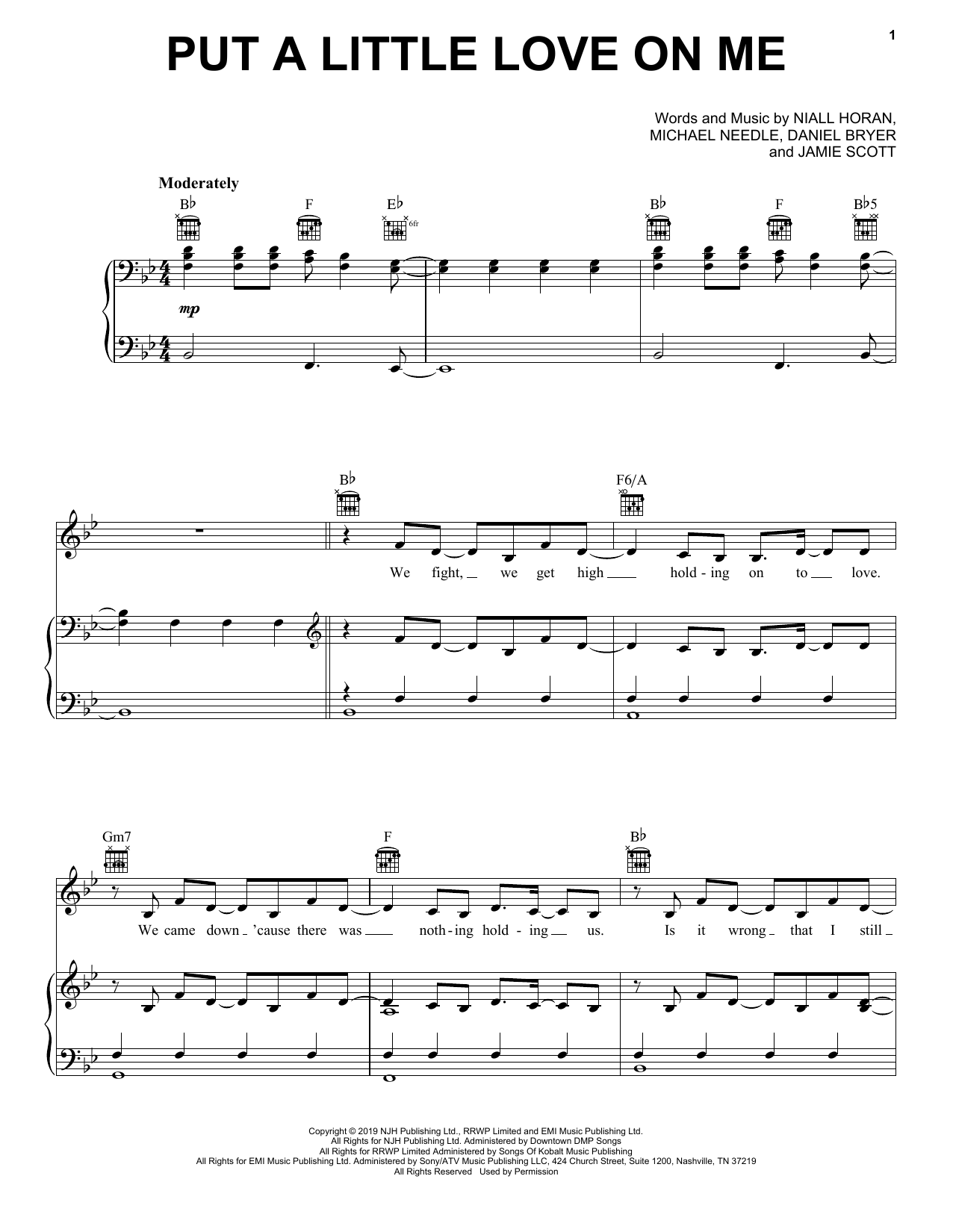 Niall Horan Put A Little Love On Me Sheet Music Notes & Chords for Piano, Vocal & Guitar (Right-Hand Melody) - Download or Print PDF
