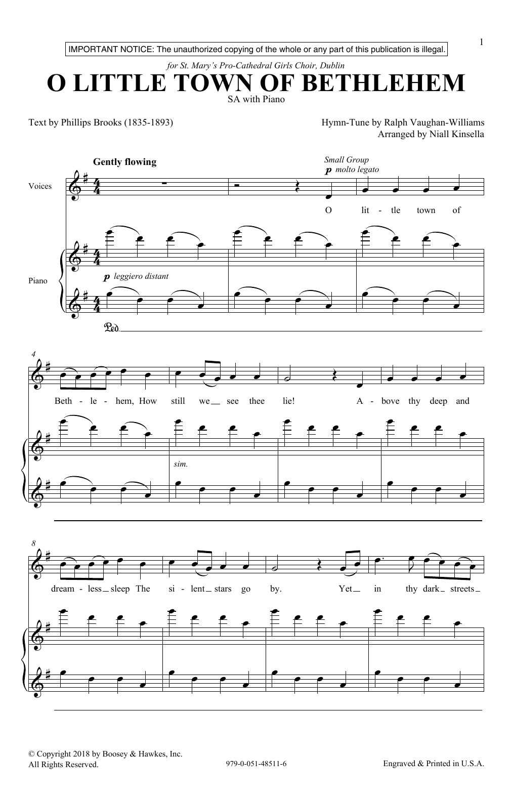 Niall Kinsella O Little Town Of Bethlehem Sheet Music Notes & Chords for 2-Part Choir - Download or Print PDF