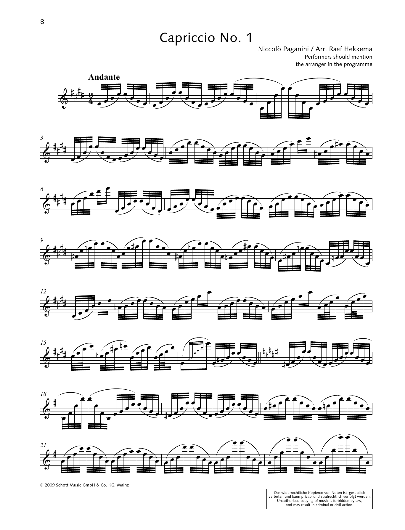 Niccolo Paganini Capriccio No. 1 Sheet Music Notes & Chords for Woodwind Solo - Download or Print PDF