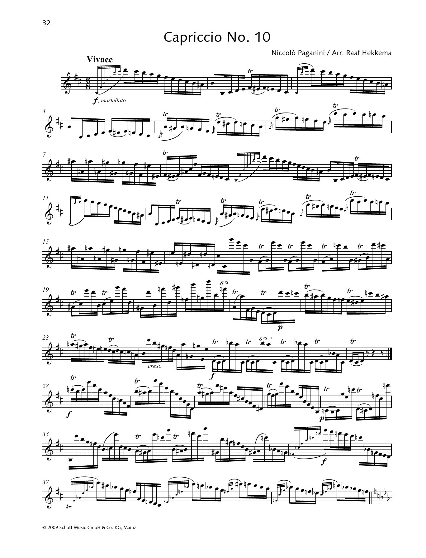 Niccolo Paganini Capriccio No. 10 Sheet Music Notes & Chords for Woodwind Solo - Download or Print PDF