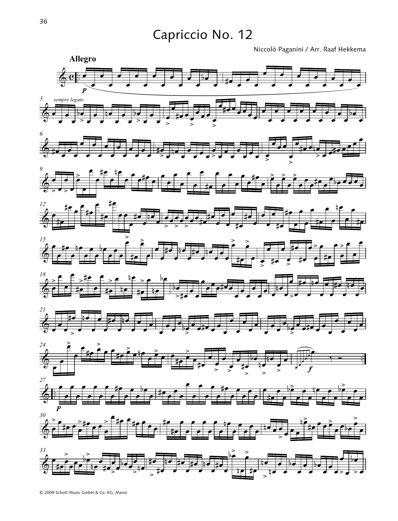 Niccolo Paganini Capriccio No. 12 Sheet Music Notes & Chords for Woodwind Solo - Download or Print PDF